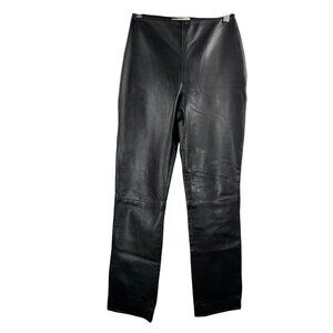 VTG Hugo Buscati high waist straight leg Leather pants 90s black‎ sz 2